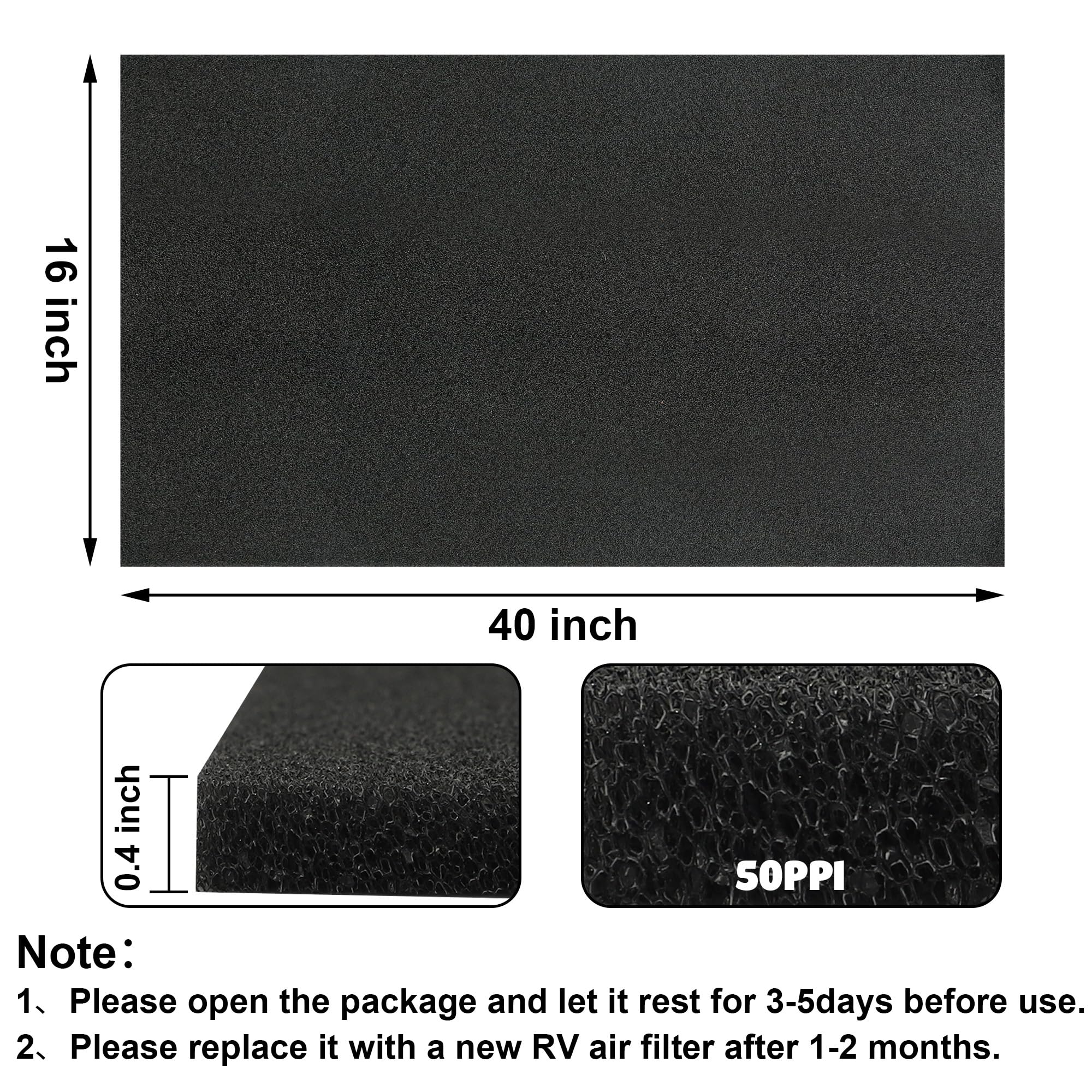 RV A/C Filters Replacement 40 x 16 x 0.4 Inch RV Air Conditioner Replacement Filter Can Cut to Fit Air Conditioner Filters for A